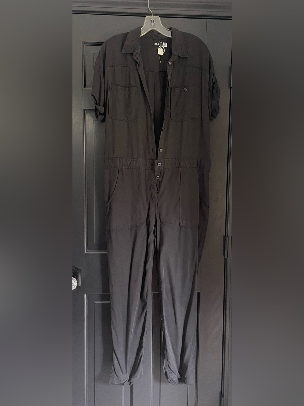 BDG Black Short-Sleeve Utility Jumpsuit